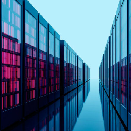 Corridor of a data center.