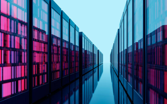Corridor of a data center.