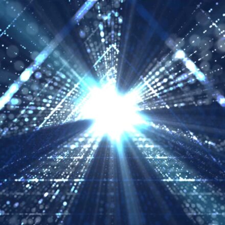 Navigating through a futuristic triangular shaped tunnel,