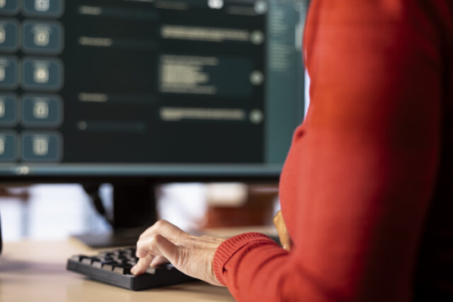 AI chatbot application displayed on a desktop computer for solutions